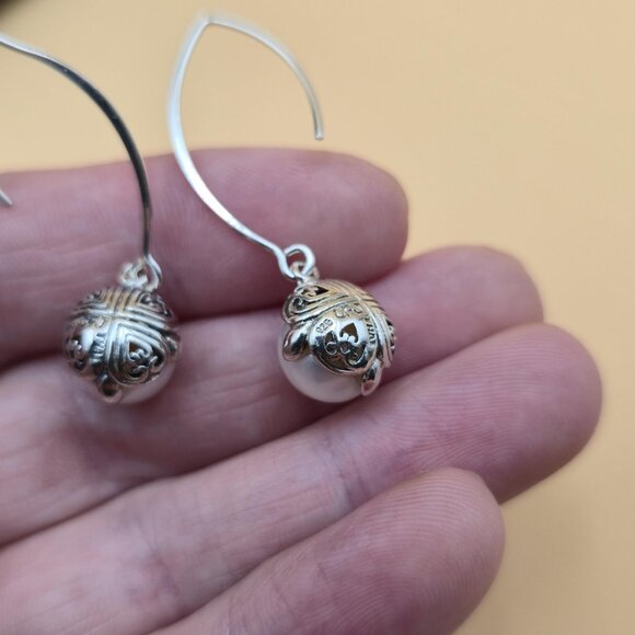 Sterling Silver Quality Unique Fancy Pearl Earrings A5394 - Picture 3 of 5